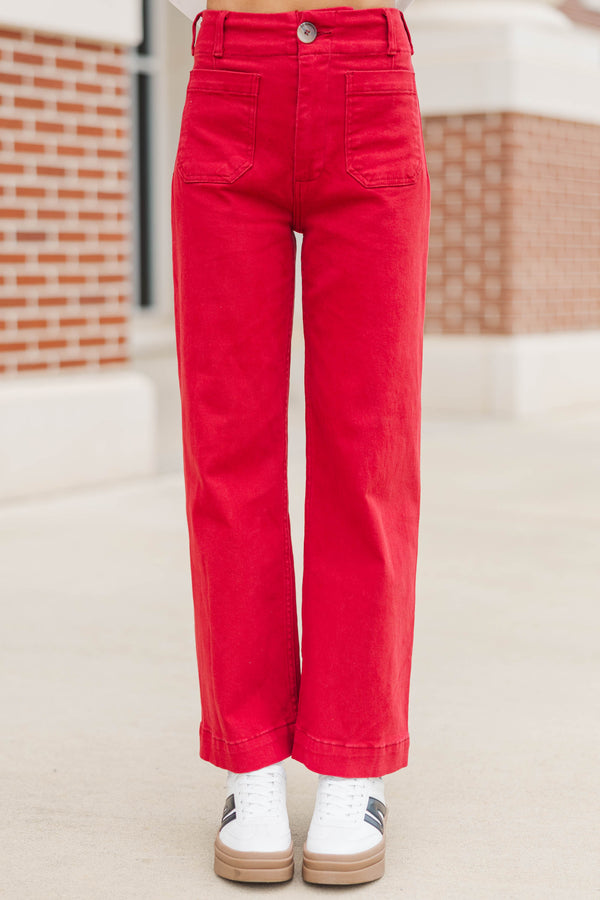 Big Dreams Burgundy Red Wide Leg Jeans