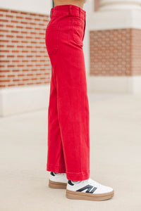 Big Dreams Burgundy Red Wide Leg Jeans