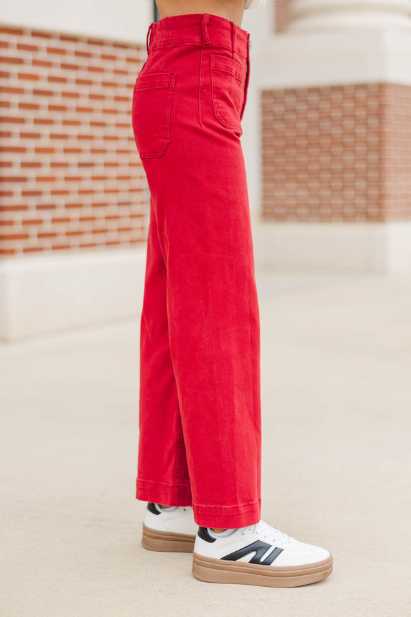 Big Dreams Burgundy Red Wide Leg Jeans