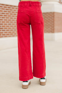 Big Dreams Burgundy Red Wide Leg Jeans