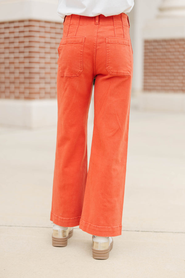 Big Dreams Rust Orange Wide Leg Jeans