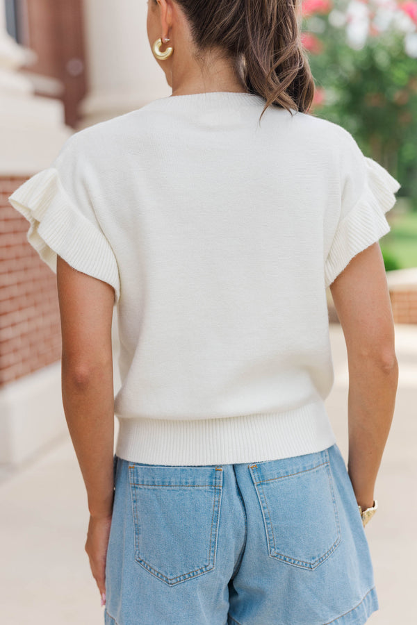 The Kennedy White And Burgundy Bow Sweater