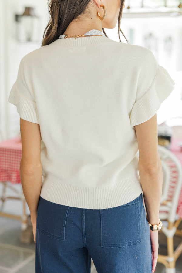 The Kennedy White And Navy Bow Sweater