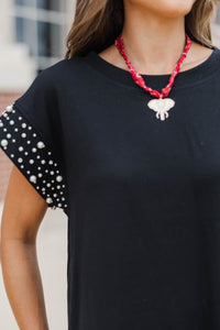Cherish The Moment Black Pearl Embellishment Top