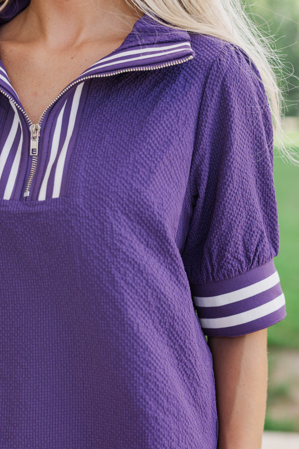 All The Better Purple Textured Blouse