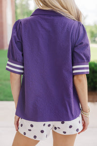All The Better Purple Textured Blouse