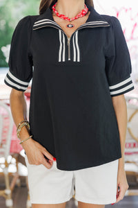 All The Better Black Textured Blouse