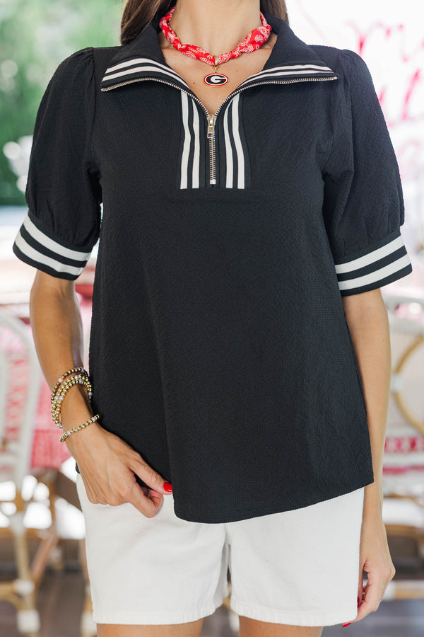 All The Better Black Textured Blouse