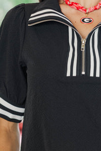 All The Better Black Textured Blouse