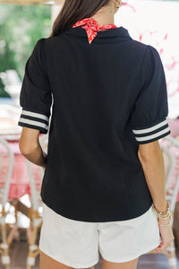 All The Better Black Textured Blouse