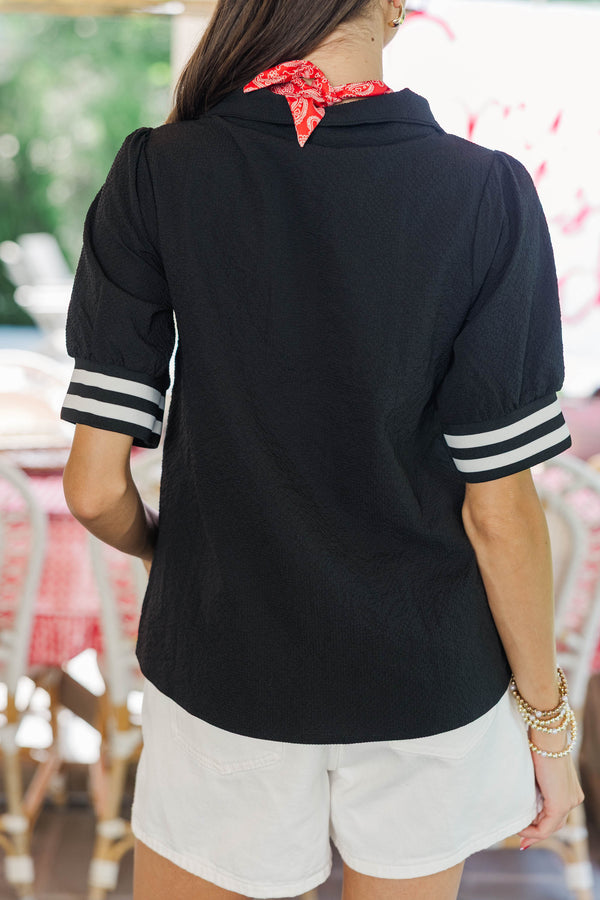 All The Better Black Textured Blouse
