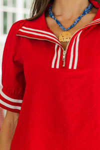 All The Better Red Textured Blouse