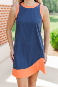 At The Edge Navy Blue Shift Dress