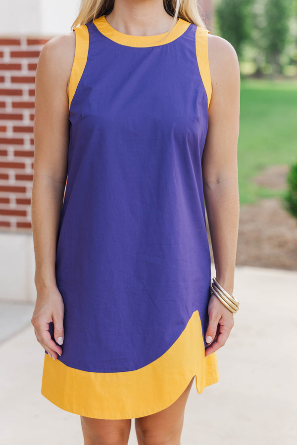 At The Edge Purple Shift Dress