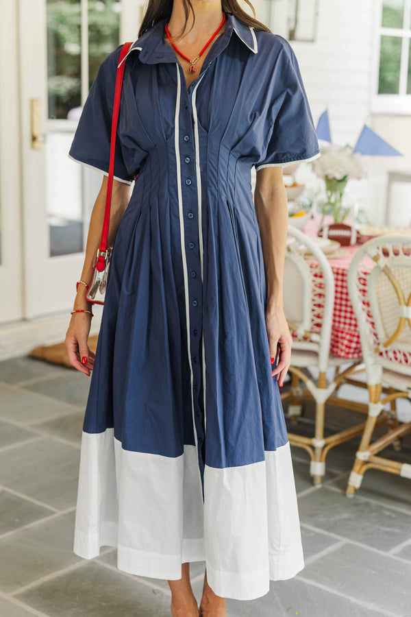Best Dressed Navy & White Midi Dress