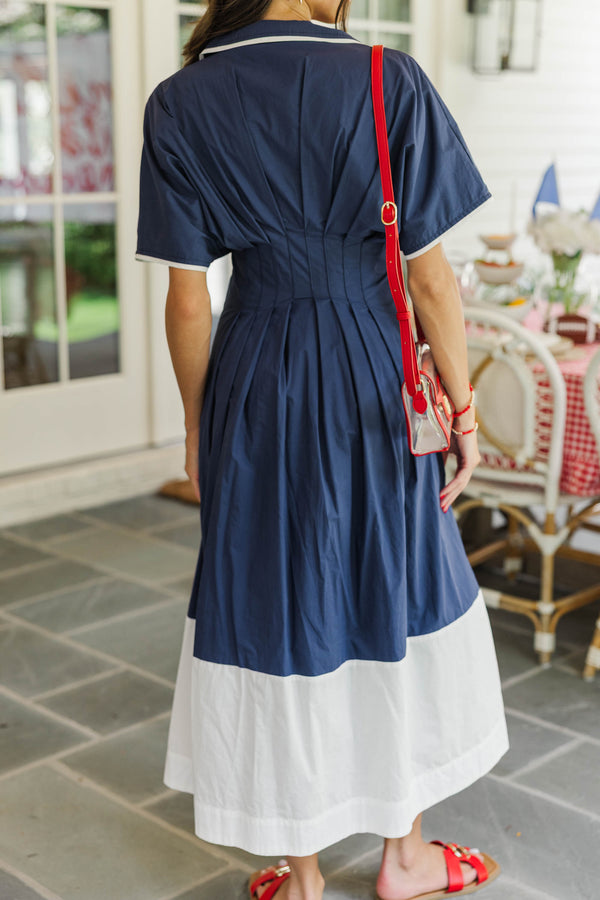 Best Dressed Navy & White Midi Dress