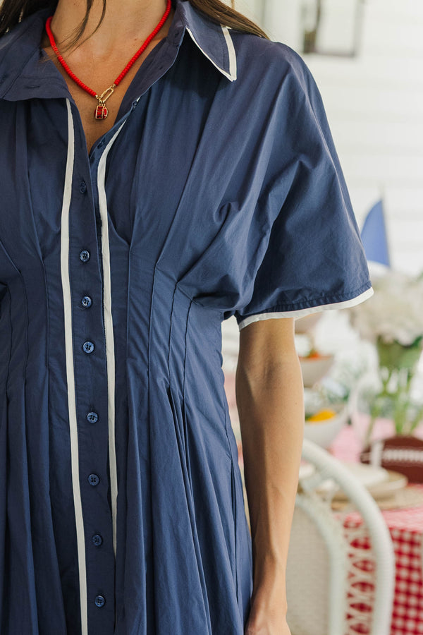 Best Dressed Navy & White Midi Dress