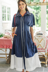 Best Dressed Navy & White Midi Dress