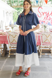 Best Dressed Navy & White Midi Dress