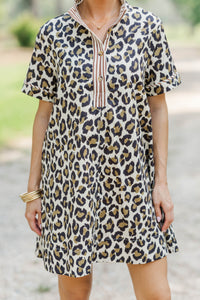 Keep Watching Cream Leopard Print Dress