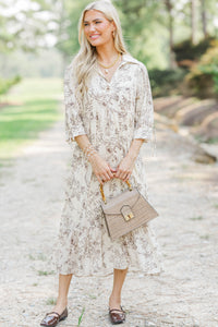 Love This Life Cream Floral Midi Dress