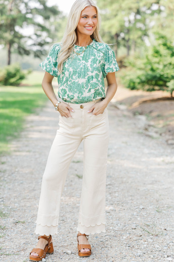 Better By Far Cream Wide Leg Jeans