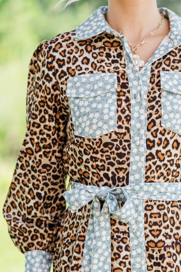 Scene Stealer Brown Leopard Print Dress