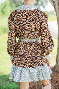 Scene Stealer Brown Leopard Print Dress