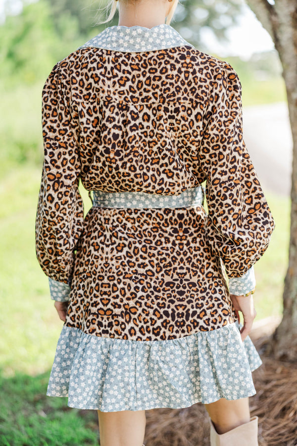 Scene Stealer Brown Leopard Print Dress