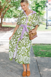 Soft & Stunning Green Mixed Print Midi Dress