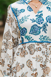 Gathered Memories Brown Floral Midi Dress