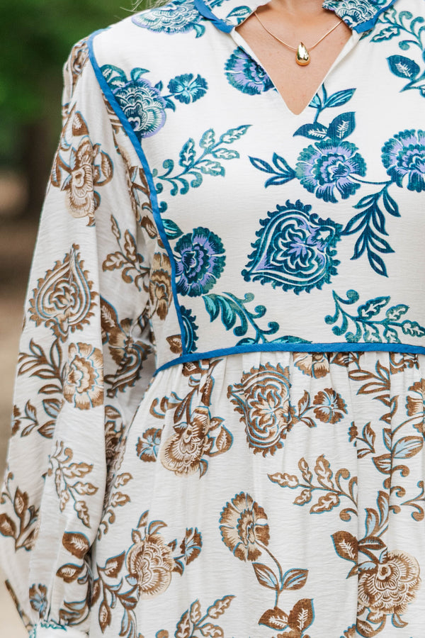 Gathered Memories Brown Floral Midi Dress