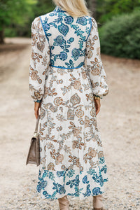 Gathered Memories Brown Floral Midi Dress