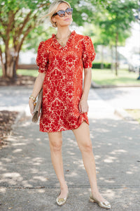 Always A Good Idea Rust Brocade Dress