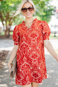 Always A Good Idea Rust Brocade Dress