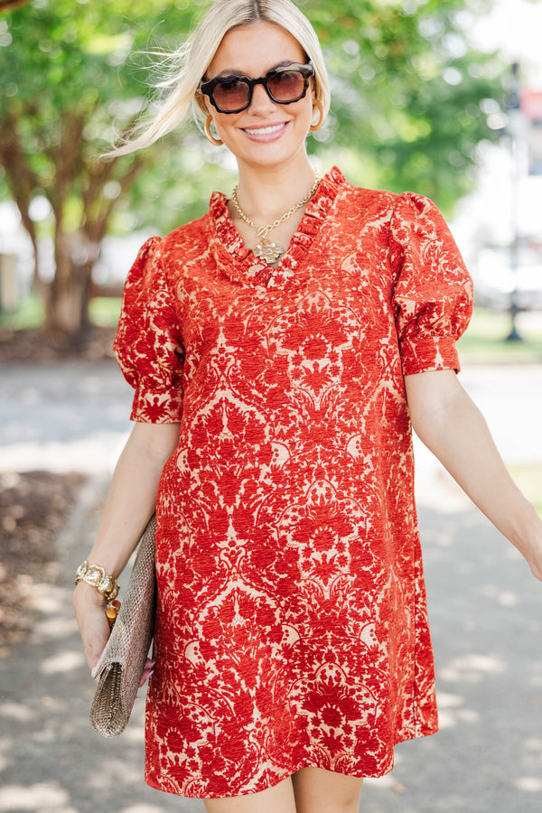 Always A Good Idea Rust Brocade Dress