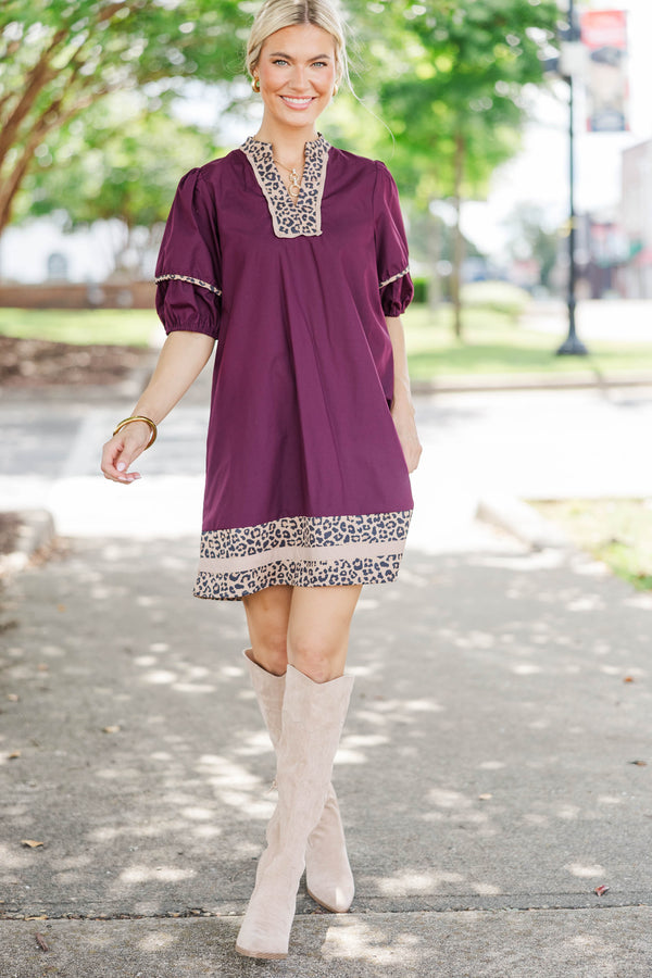Beautiful Everyday Plum Leopard Dress
