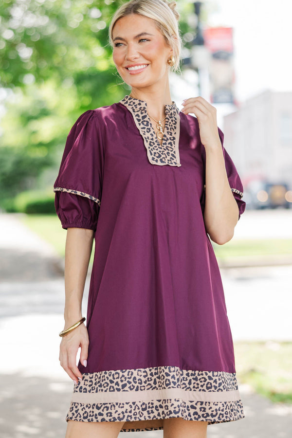 Beautiful Everyday Plum Leopard Dress