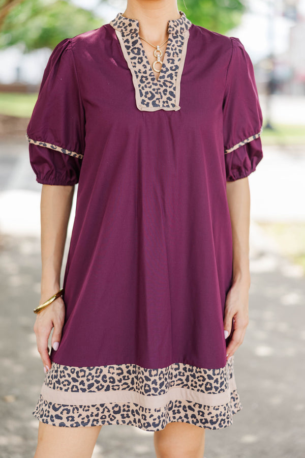 Beautiful Everyday Plum Leopard Dress