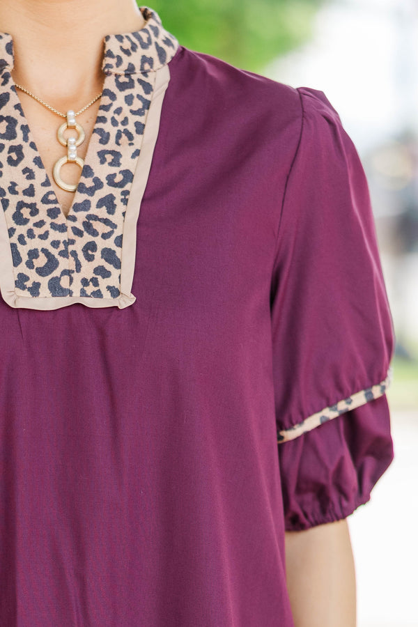 Beautiful Everyday Plum Leopard Dress