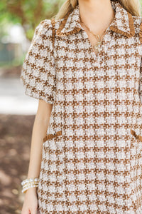Well Appointed Brown Tweed Dress
