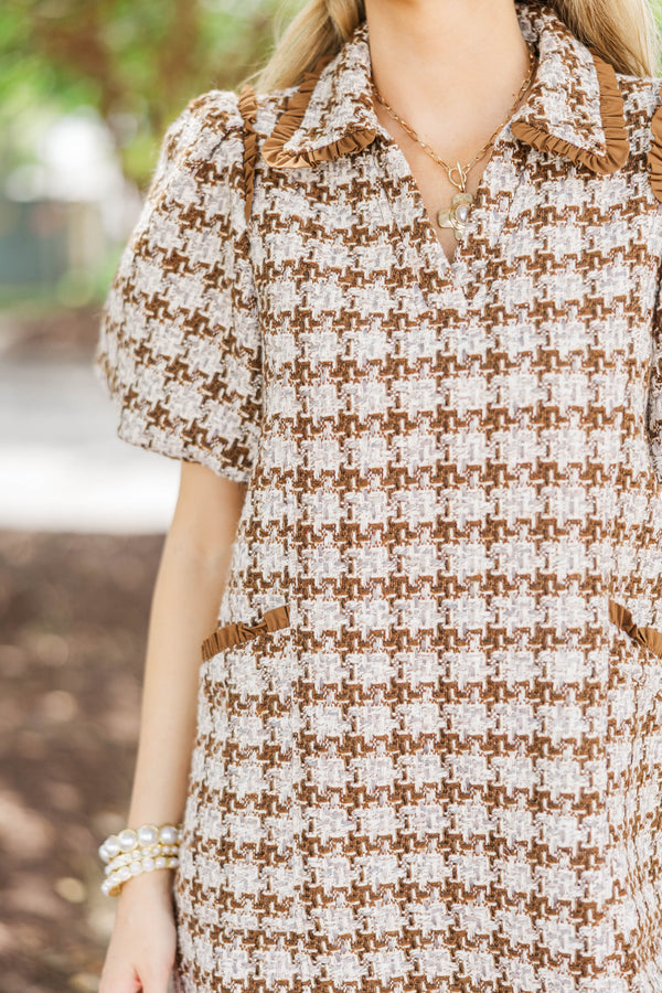 Well Appointed Brown Tweed Dress