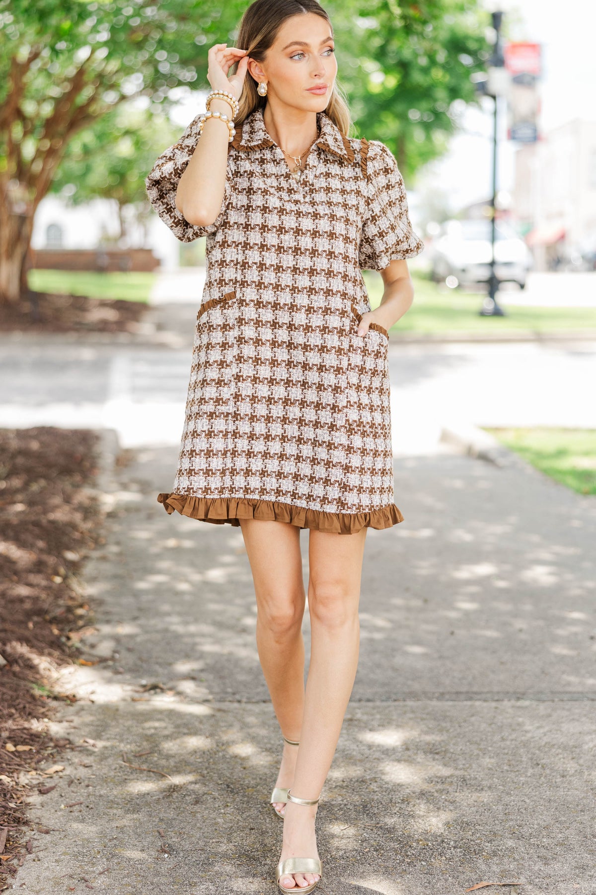 Well Appointed Brown Tweed Dress – Shop the Mint