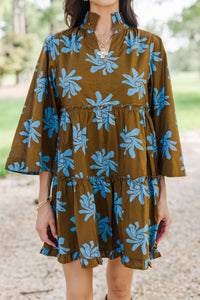 Side Note Brown Floral Babydoll Dress