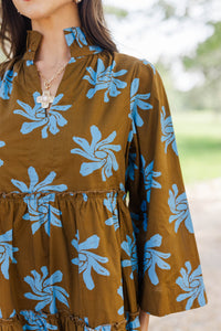 Side Note Brown Floral Babydoll Dress
