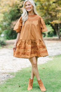 Style Worthy Brown Tiered Dress