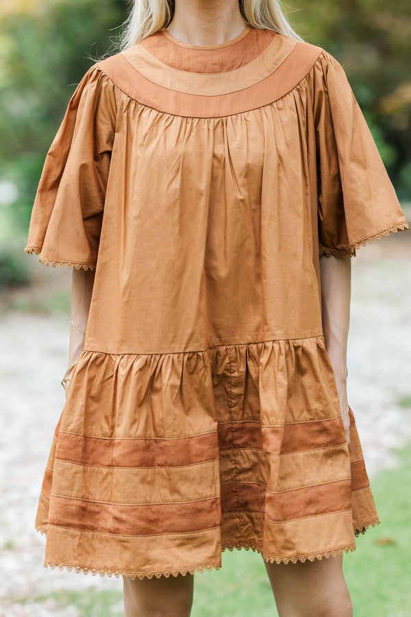 Style Worthy Brown Tiered Dress