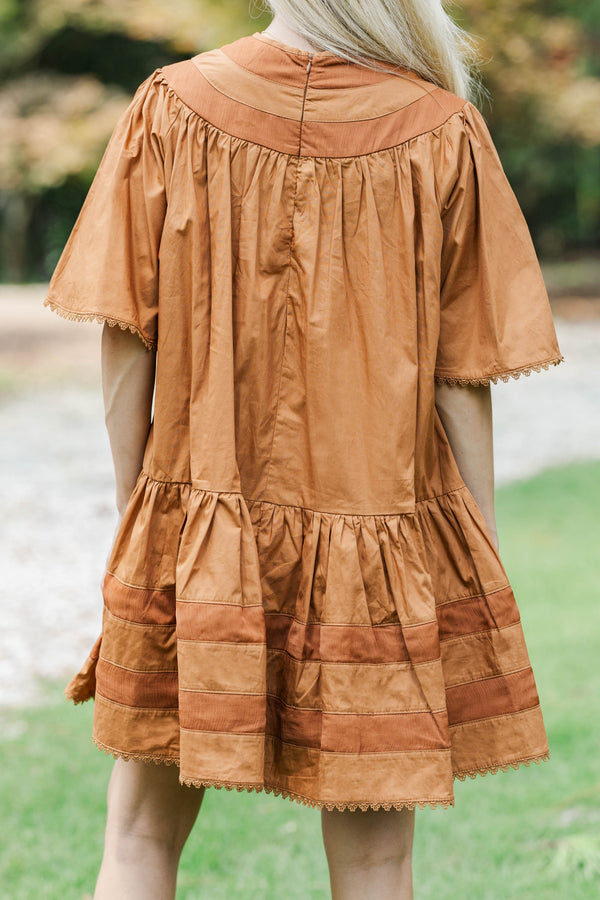 Style Worthy Brown Tiered Dress