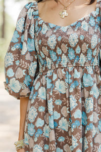 Where We Bloom Brown Floral Midi Dress