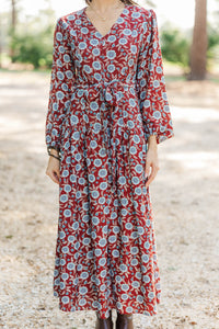 Living Beautifully Rust Floral Maxi Dress